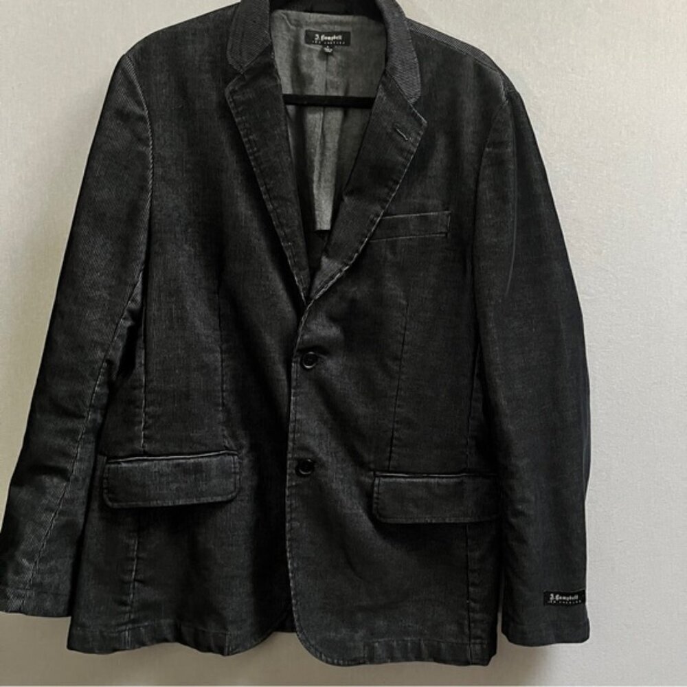J Campbell Los Angeles Black Gray Corduroy Jacket Blazer Men Sz L